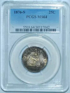 1876 S PCGS MS64 シーテッド リバティ クォーター