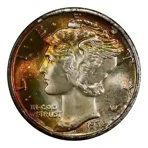 1938 マーキュリー ダイム PCGS MS68｜WORLD RESOURCE【KING店】 365,310円