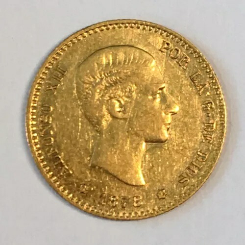 1878 EM M スペイン 10 ペセタ 金貨 - 高品質スキャン #C885