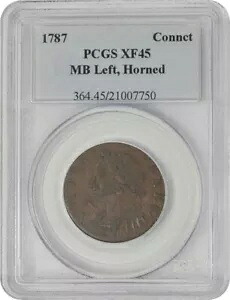 1787 コネチカット MB 左角 XF45 PCGS 949151-4
