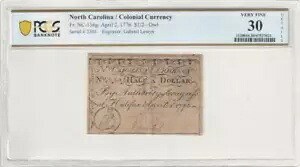 1776 年ノースカロライナ植民地通貨ハーフドル - フクロウ神父NC-156g PCGS VF30