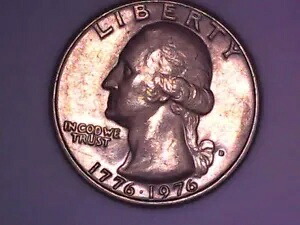1776-1976 D US Bicentennial Quarter、ダブルダイ、塗りつぶされた D ミントマーク、ダイのひび割れ