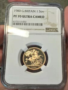 1980 英国 1 ソブリン ゴールド プルーフ コイン NGC PF70UC トップ 7.98g .9167 ゴールド｜WORLD RESOURCE【KING店】