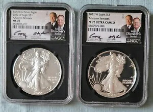 2022 S$1 シルバー イーグルス PF70 & MS70 BURNISHED 両方先行リリース MOY/RYDER｜WORLD RESOURCE【KING店】 396,000円