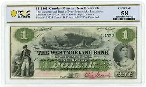 1861 モンクトン ニューブランズウィック $1 ピック#S2047r PCGS 58 (L4323)｜WORLD RESOURCE【KING店】