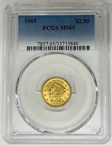1905 年 $2.50 リバティ ヘッド クォーター イーグル ゴールド コイン PCGS MS 65 (B)