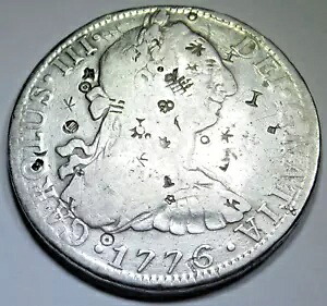 1776 メキシコ シルバー 8 レアル チョップマーク スペイン ドル 米国植民地チョップマーク コイン|WORLD RESOURCE【KING店】