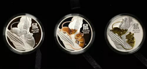 オーストラリア 2020 1 オンス .9999 シルバー プルーフ カラー金色 マウス トリオの年｜WORLD RESOURCE【KING店】 224,950円