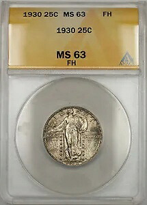 1930 スタンディング リバティ クォーター 25C ANACS MS-63 フルヘッド (ベター コイン トーン 11 A)|WORLD RESOURCE【KING店】