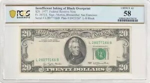 神父様2072-L 1977 $20 エラー ブラックオーバープリント PCGS AU58 のインク不足|WORLD RESOURCE【KING店】
