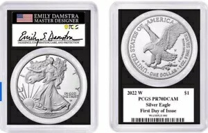 2022 W シルバー イーグル PCGS PR70 DCAM 発行初日 エミリー ダムストラ|WORLD RESOURCE【KING店】