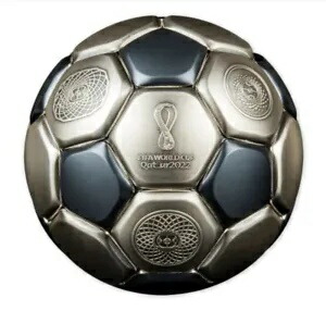 FIFA 2022 ドーハ ソロモン諸島 10$ 2022。99,9% 銀貨 3D ボール形状