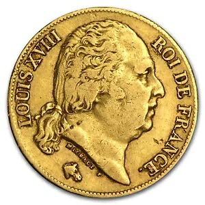 1816 ~ 1824 年 フランス ゴールド 20 フラン ルイ 18 世 (平均円)|WORLD RESOURCE【KING店】