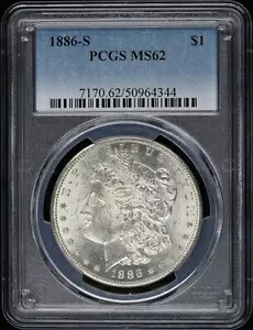 1886-S $1 モルガン ドル PCGS MS62