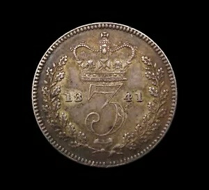 ビクトリア 1841 シルバー ヤングヘッド スリーペンス - EF