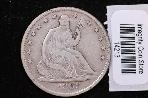1867-S シーテッド リバティ ハーフダラー、手頃な価格の収集価値のあるコイン、ストア #14213|WORLD RESOURCE【KING店】