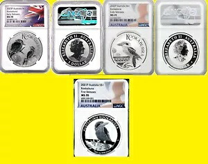 2019,2020,2023,2022,2021 オーストラリア産 5オンス シルバー 5コイン クッカブラ NGC MS 70|WORLD RESOURCE【KING店】