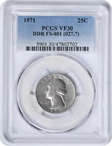 1971 ワシントン クォーター DDR FS-801 VF30 PCGS｜WORLD RESOURCE【KING店】