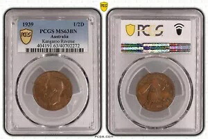 オーストラリア 1939 カンガルー リバース ハーフ ペニー コイン PCGS MS63BN #2272|WORLD RESOURCE【KING店】