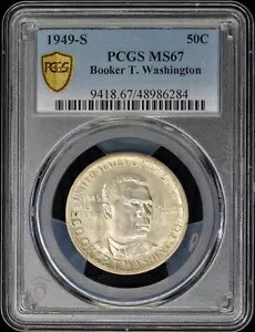 ワシントン、ブッカー T. 1949-S 50C シルバー 記念品 PCGS MS67