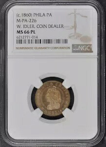 1860年代 フィラデルフィア PA NGC MS66 PL M-PA-226 アイドラー コイン ディーラー トークン