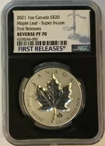 2021 $20 カナダ 1 オンス シルバー スーパー インキュース メープル リーフ NGC PF70 リバース プルーフ NR!!!