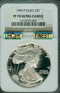 1995 P シルバー イーグル NGC PF70 UCam MAC ウルトラヘビー CAM MAC 最高級で汚れのない。