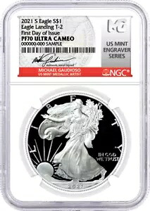 2021 S $1 プルーフ シルバー イーグル タイプ 2 NGC PF70 UCAM 発行初日 Gaudioso!