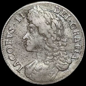 ジェームズ 2 世、1685 ～ 1688 年。クラウン、1687。TERTIO エッジ。