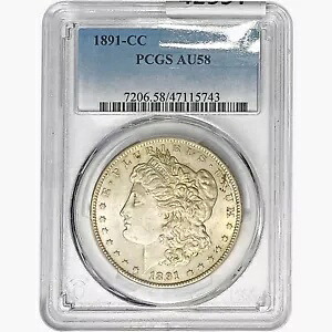 1891-CC モーガン シルバー ダラー コイン PCGS AU58｜WORLD RESOURCE【KING店】