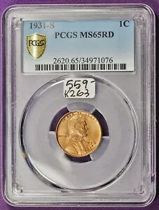 1931-S リンカーンヘッドセンターPCGSゴールドシールド付き。 PCGSホルダー内。 MS65RD。 k263