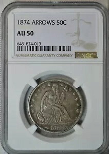 1874 年 半ダラー座、矢印付き、NGC AU50......タイプ コイン会社|WORLD RESOURCE【KING店】