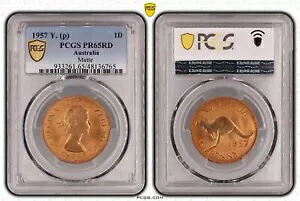 オーストラリア 1957 Y. パース ミント プルーフ ペニー コイン PCGS PR65RD #6765|WORLD RESOURCE【KING店】