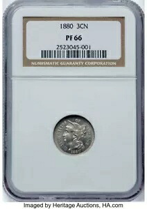 1880 プルーフ 3 スリー セント ニッケル 3C ニッケル NGC PF66 美しいコイン 無料発送