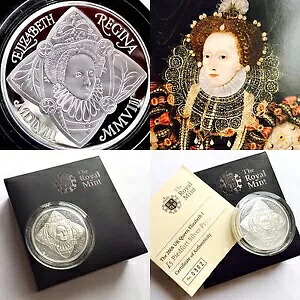 箱入り 2008 年 イギリス クイーン エリザベス 1 世 5 ポンド ピエフォール シルバー プルーフ コイン & 証明書｜WORLD RESOURCE【KING店】