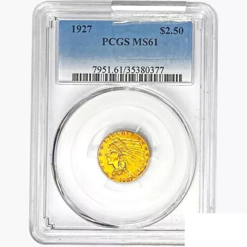 1927年 $2.50 ゴールド クォーター イーグル PCGS MS61