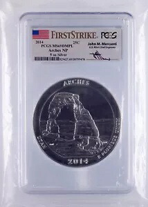 2014 ATB Arches NP 5 oz シルバー ファースト ストライク ジョン マーカンティ PCGS グレード MS69DMPL