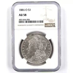 1886 O モルガン ドル AU 58 NGC 90% シルバー US コイン SKU:I2649