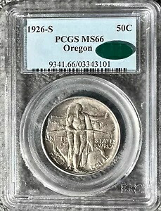 1926-S PCGS MS66 オレゴン 50c CAC ステッカー付き