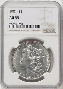 1901 米国モルガン銀貨 1 ドル - NGC AU 55