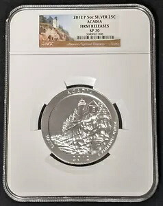 2012 P アカディア NGC SP70 ~ 5 オンス .999 ファイン シルバー ~ ATB パークス コイン初リリース