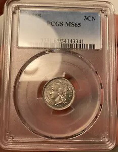 1865 3 セント ニッケル PCGS MS65 宝石 BU 3CN