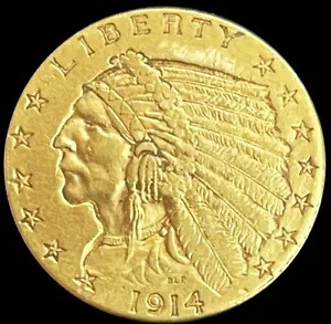 1914 ゴールド US $2.5 ドル インディアン ヘッド クォーター イーグル コイン 希少日