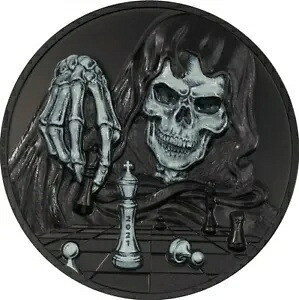 2021 3 オンス シルバー $20 パラオ You Can't Cheat Death DARK CHECKMATE ブラック プルーフ コイン