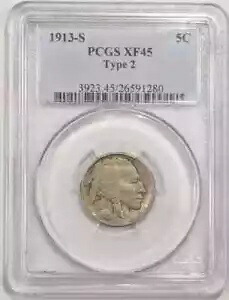 1913 S バッファロー ニッケル PCGS XF-45 タイプ 2