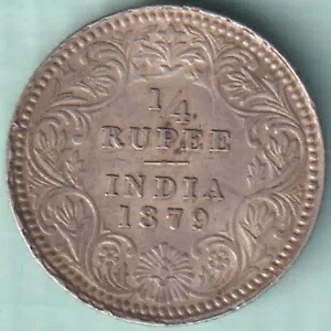 英国インド 1879 ビクトリア皇后 1/4 ルピー カルカッタ ミント 非常に希少なコイン