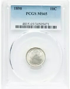 1898 10C バーバー ダイム PCGS MS65