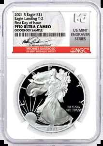 2021 S $1 プルーフ シルバー イーグル タイプ 2 NGC PF70 UCAM 発行初日 Gaudioso