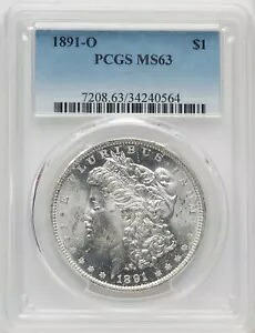 1891-O 米国モルガン銀貨 1 ドル - PCGS MS63