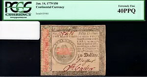 大陸通貨 Fr#CC-97 1779 年 1 月 14 日 $50 PCGS 40 PPQ *例外*